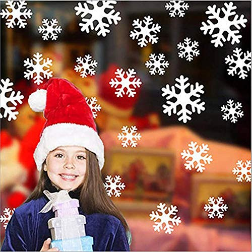 Yusongirl 42 PCS Christmas Snowflake Window Clings Decal Wall Stickers - Xmas/Holiday/Winter Wonderland White Decorations Ornaments Party Supplies(3 Sheets)