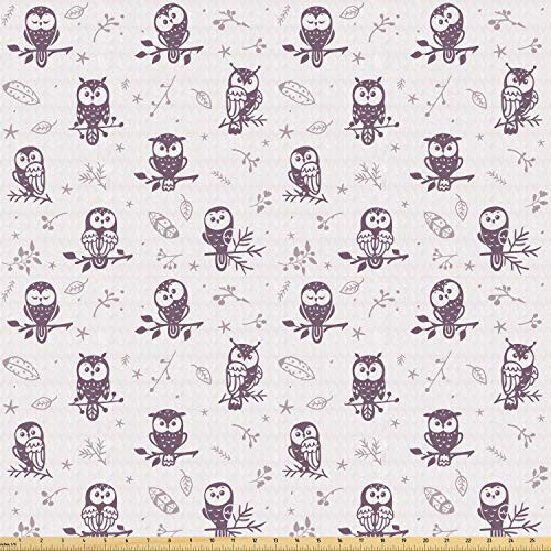 Ambesonne Owl Fabric by The Yard Cartoon Style Illustration of Owls on The Branches Mysterious Woods Print Stretch Knit Fabric for Clothing Sewing and Arts Crafts 1 Yard Eggplant White Ambesonne Owl Fabric by The Yard Cartoon Style Illustration of Owls on The Branches Mysterious Woods Print Stretch Knit Fabric for Clothing Sewing and Arts Crafts 1 Yard Eggplant White
