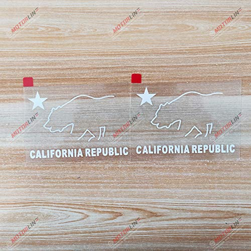 4 White California Flag Cali State Republic Bear Decal Sticker Car Vinyl Die Cut Style c