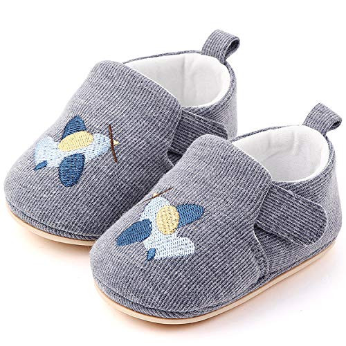 FEETCITY Sneakers Baby Boys Girls First Walkers Toddler Infant Shoes NonSlip Sock Top Slippers Cartoon Crib Shoes 1218 Months Grey Bee