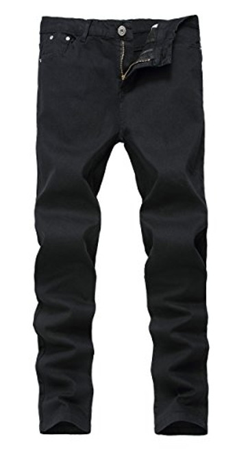 Mens Black Skinny Slim Fit Stretch Straight Leg Fashion Jeans Pants Black 30W