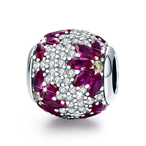 BAMOER 925 Sterling Silver Spring CZ Solid Bead Charm Fits Bracelet and Necklace BAMOER 925 Sterling Silver Spring CZ Solid Bead Charm Fits Bracelet and Necklace