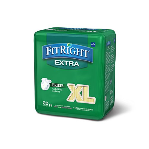FitRight Extra Adult Briefs with Tabs Moderate Absorbency XLarge 5766 Pack of 20
