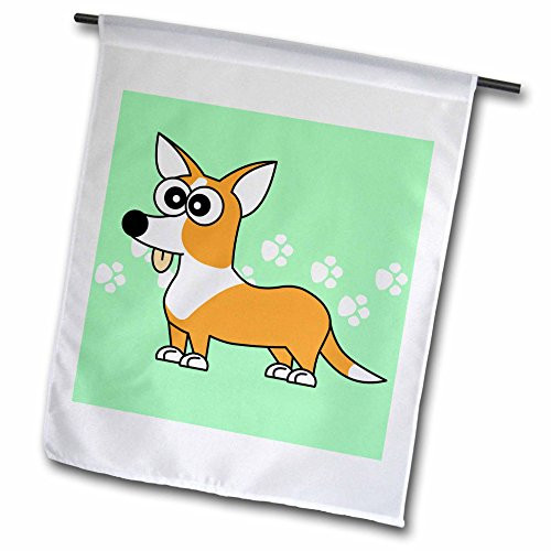 3dRose fl61611 Tan Cardigan Corgi with Paw Prints Garden Flag 12 by 18Inch