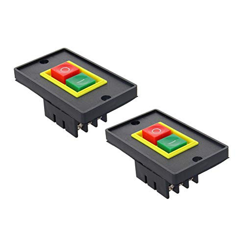 Fielect 2Pcs Red Green Push Fielect ONOff Latching Power Push Button Switch 2KW 3 Phase for Electric Tools QCS1