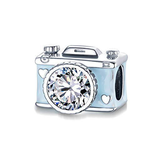 BAMOER Memory Camera Bead Charm Authentic 925 Sterling Silver Spring Travel CZ Solid Bead Charm Fits Eurpean Bracelet and Necklace BAMOER Memory Camera Bead Charm Authentic 925 Sterling Silver Spring Travel CZ Solid Bead Charm Fits Eurpean Bracelet and Necklace