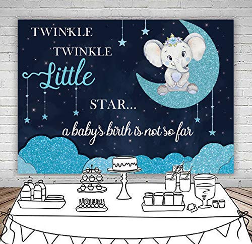 Fotupuul Boy Elephant Baby Shower Photography Background Blue Twinkle Twinkle Little Star Moon Elephant Newborn Baby Party Decorations 5x3FT Fotupuul Boy Elephant Baby Shower Photography Background Blue Twinkle Twinkle Little Star Moon Elephant Newborn Baby Party Decorations 5x3FT