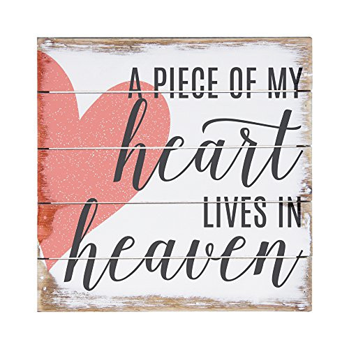 Sincere Surroundings Perfect Pallet Petites 8" x 8" Wood Sign, A Piece of my Heart lives in Heaven