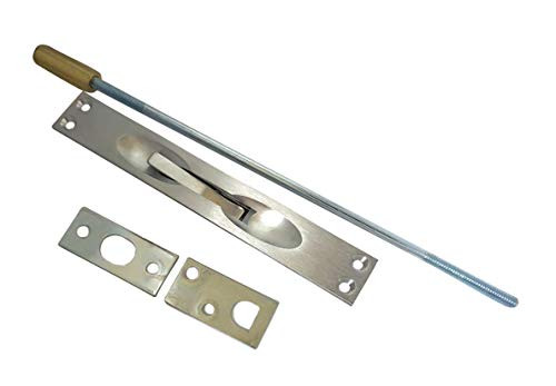 QCAA Solid Brass Extension Flush Bolt with Rod 1012 Satin Chrome 1 Pack Made in Taiwan
