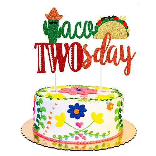 Taco Twosday Birthday Party Decorations Cake Topper Mexican Fiesta 2nd Birthday Party Supplies Dos Taco Bout Two Cake Topper