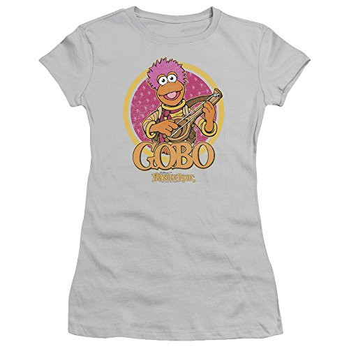 Trevco Fraggle Rock GOBO Circle Juniors Sheer Fitted T Shirt XLarge Silver