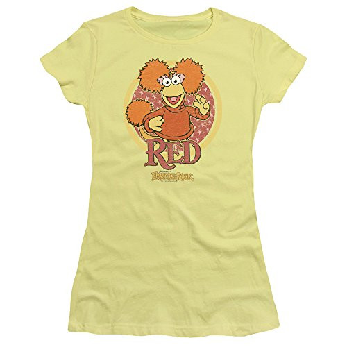 Trevco Fraggle Rock Red Circle Juniors Sheer Fitted T Shirt Large