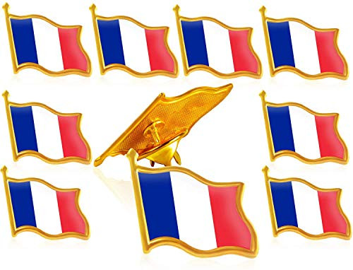 Rhungift 10 Pack Metal France Flag Lapel Pin Waving french Pins bulk Patriotic Pin Series
