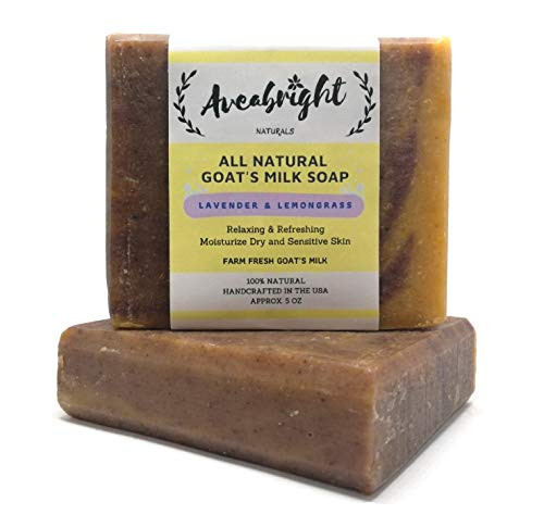 Lavender Lemongrass Soap Bars  Relaxing  Refreshing Goats Milk Body Wash Ideal For Eczema Psoriasis Dry Sensitive Skin! All Natural Goat Milk Soap Bars Handmade in USA 2 Large 5oz Bars