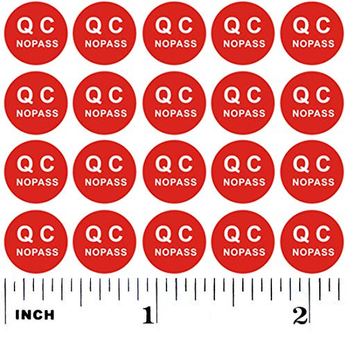 500 Red QC No Pass Stickers Disapproval Round Shape Adhesive Labels Warehouse Inventory Inspection Quality Control Failed Circle Kiss Cut Stickers