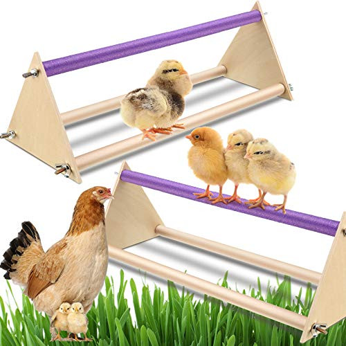 Frienda 2 Pieces Chicken Perch Bird Wood Stand Chicken Swing Perch Rooster Hen Stand Rack Chicken Roost Handmade Toy for Large Bird Macaw Chicken Parrot