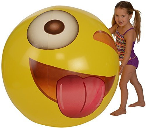 Kangaroo Emoji Universe: Huge 56" Emoji Wink Beach Ball; ALMOST 5 FEET!