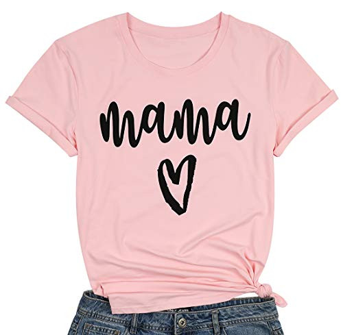 Mama Heart Print Shirt Top Women Mothers Day Shirt Tee Short Sleeve Casual Letter Graphic Tee T Shirt S Pink Mama Heart Print Shirt Top Women Mothers Day Shirt Tee Short Sleeve Casual Letter Graphic Tee T Shirt S Pink