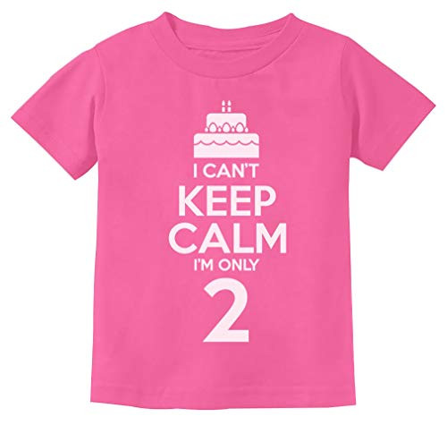 2nd Birthday Gift Cant Keep Calm Im Two Birthday Cake 2 Year Old Kids TShirt 4T Pink