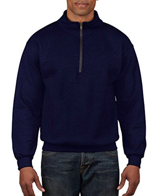 Gildan Mens Fleece QuarterZip Cadet Collar Sweatshirt Navy Large