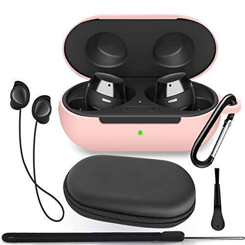Galaxy Buds Case Cover TOLUOHU 6 in 1 Silicone Case Accessory Set Protective SkinKeychainAntiLost RopeLanyardClean BrushStorage Case Compatible with Samsung Galaxy Buds Plus 2020Pink