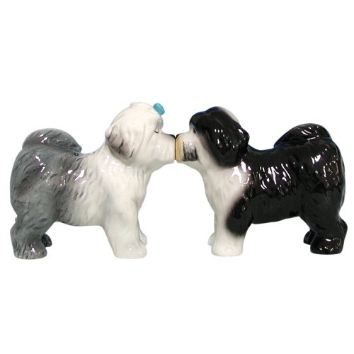 Westland Giftware Mwah Magnetic Old English Sheepdogs Salt and Pepper Shaker Set, 3-Inch