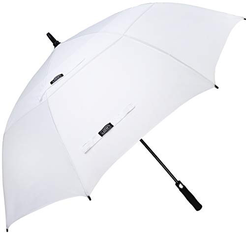 G4Free 62 Inch Automatic Open Golf Umbrella Extra Large Oversize Double Canopy Vented Windproof Waterproof Stick UmbrellasWhite