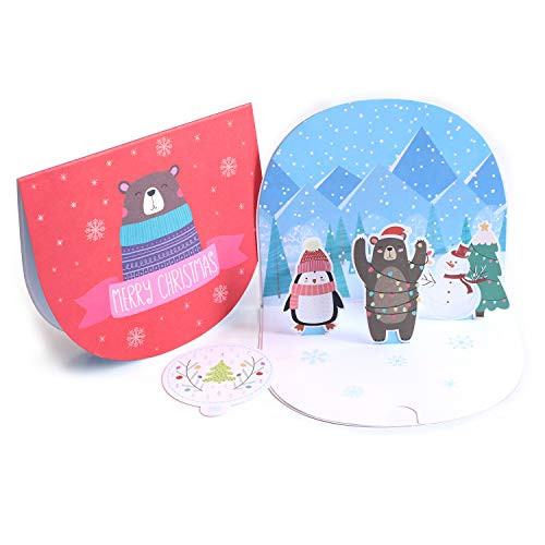 Paper Spiritz Pop up Christmas Cards for Kids Christmas Bear 3D Cards Christmas Pop up Cards Christmas Holiday Invitation Card