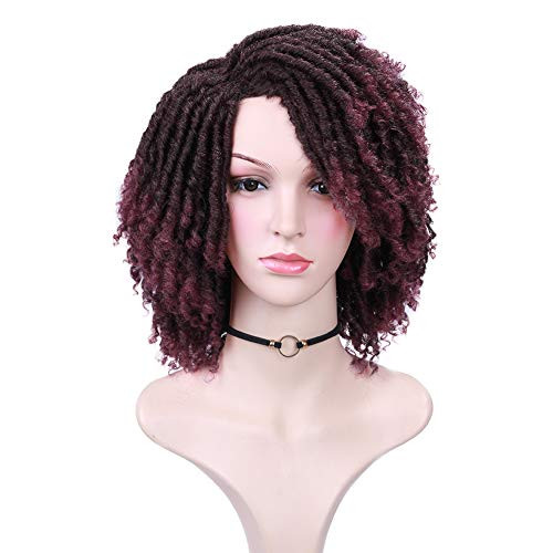 FAVE FAVE Short Curly Dreadlock Wig for Black Women Short Twist Braided Wigs Afro Curly Synthetic High Temperature Fiber 6inch 99J