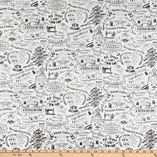 Timeless Treasures Sewing Words Fabric White Fabric By The Yard