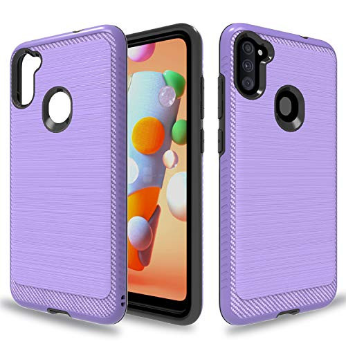 WtiawGalaxy A11 CaseSamsung A11 CaseGalaxy A11 Phone CasesTPUPC Material Brushed Metal Texture Hybrid Dual Layer Defender Phone Cases for Samsung Galaxy A11HL Purple