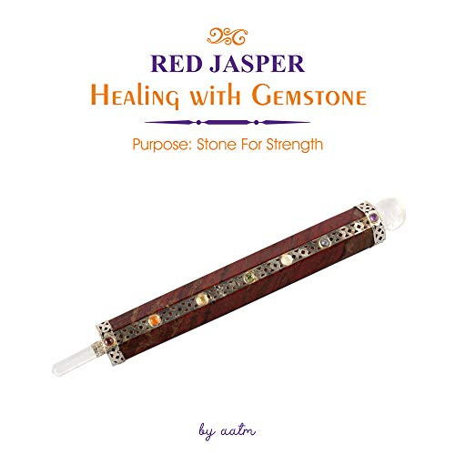 Aatm Natural Healing Gemstone Wand Tower with Seven Chakra Stones and Crystal Ball to Attract Higher Spiritual Energy Red Jasper