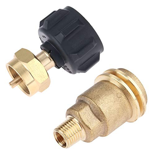 DRELD Propane Refill Adapter LP Gas 1LB Cylinder Tank 14 Inch QCC1 Acme Nut Propane Gas Fitting Adapter for QCC1Type1 Propane Tank and 1 Pound Tank Throwaway Disposable BottleSolid Brass