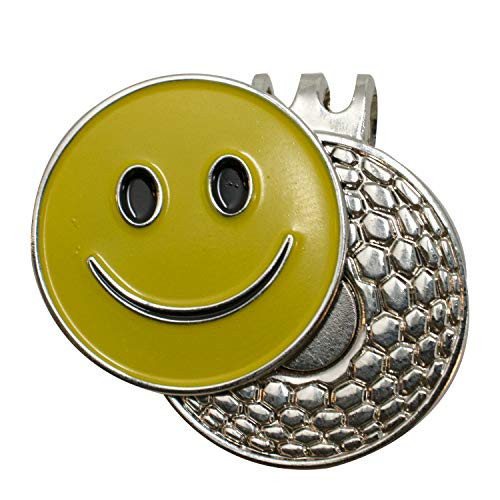 DA VINCI Magnetic Golf Hat Clip with 1 Inch Embossed Metal Golf Ball Marker Smiley Face