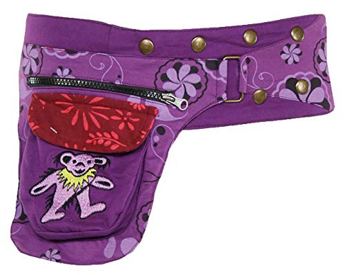 Jayli Cotton Snap Wrap Belt With Embroidered Iko Bear and Bolt  Grateful Dead  GDSN91BEARPUR Jayli Cotton Snap Wrap Belt With Embroidered Iko Bear and Bolt  Grateful Dead  GDSN91BEARPUR