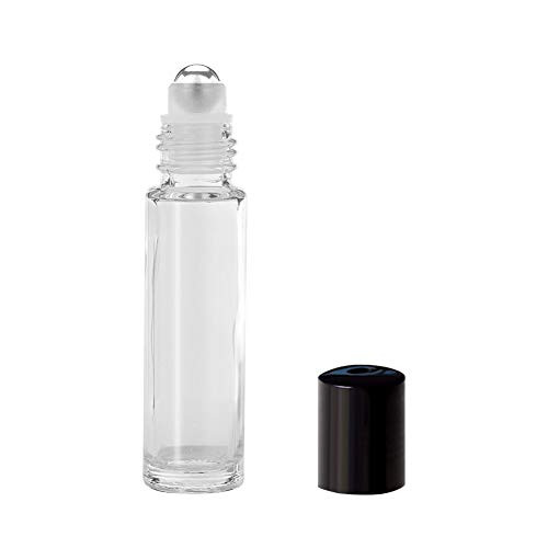 Glass Roller Bottles with Stainless Steel Ball 10ml Essential Oil Roller Bottles for Essential Oils Perfumes Lip Balms Roll on Bottles Dropper Included 6 Pack Clear