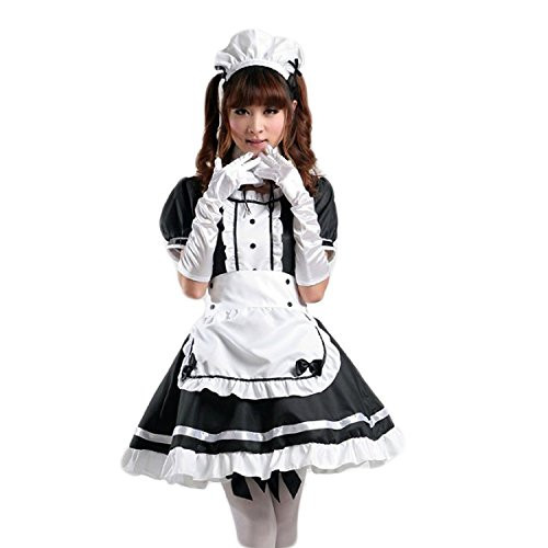 AvaCostume Womens Anime Cosplay French Apron Maid Fancy Dress Costume XXXL Black