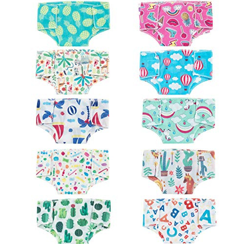 SOTOGO 10 Pieces Doll Diapers Doll Underwear for Baby Doll Fashion Style SOTOGO 10 Pieces Doll Diapers Doll Underwear for Baby Doll Fashion Style