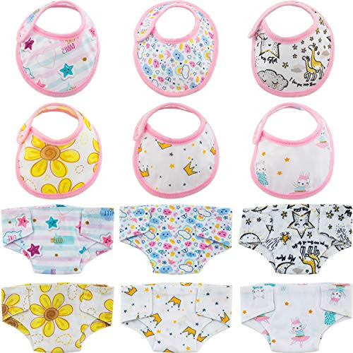 SOTOGO 12 Pieces Diapers Doll Underwear Doll Bibs for Baby Doll Fashion Style SOTOGO 12 Pieces Diapers Doll Underwear Doll Bibs for Baby Doll Fashion Style