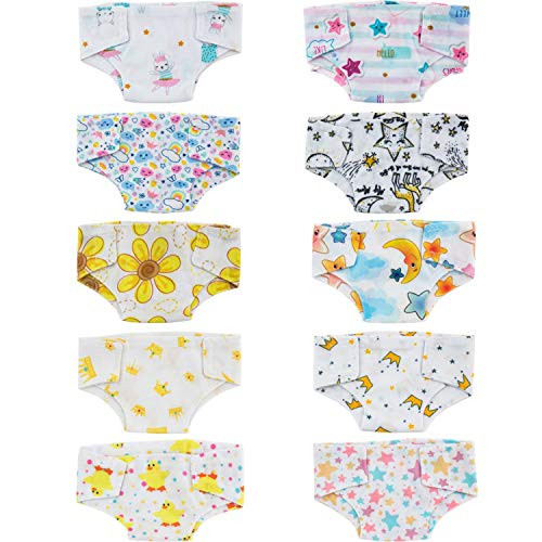 SOTOGO 10 Pieces Doll Diapers Doll Underwear for Baby Doll Popular Style SOTOGO 10 Pieces Doll Diapers Doll Underwear for Baby Doll Popular Style