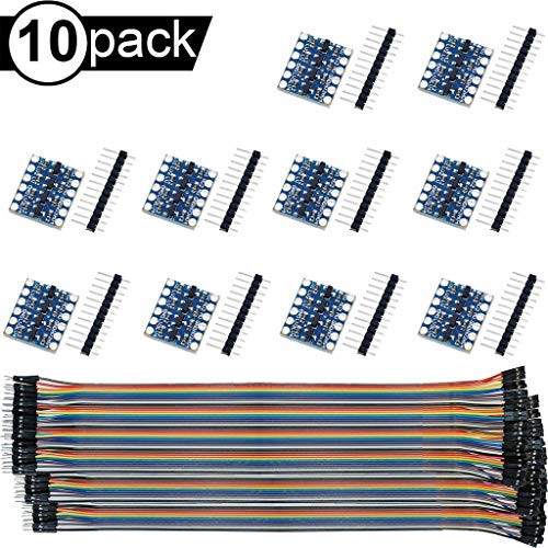 DAOKI 10Pcs Level Converter 5V to 33V BiDirectional Logic Module 4 Channels IIC I2C for Arduino with Dupont Cable