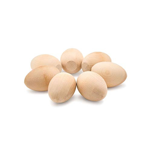 314 x 2316 Inch Unpainted Wooden Eggs Bag of 10 Flat Bottom Unfinished Wood Eggs for Easter Crafts and DisplayGoose Size Eggs Unpainted Smooth Ready to Paint and Decorate by Woodpeckers