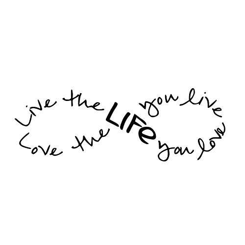 Imprinted Designs Live the Life You Love. Bob Marley Infinity Quote Vinyl Wall Decal Sticker Art (Black, 12" X 36")