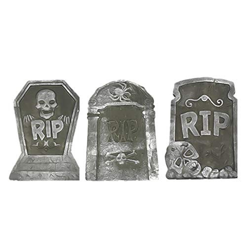 NUOBESTY 3PCS Halloween RIP Graveyard Foam Gravestone Tombstones Headstone Halloween Haunted House Prop for Room Yard Garden Decorations