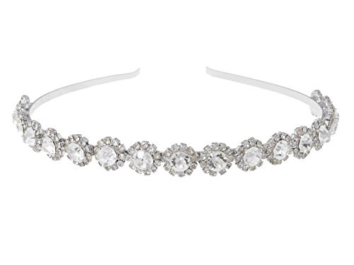 Alilang Silvery Clear Crystal Colored Rhinestone Studded Floral Metal Head Band Piece Alilang Silvery Clear Crystal Colored Rhinestone Studded Floral Metal Head Band Piece