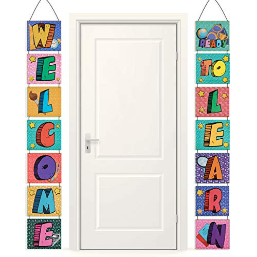 NUOBESTY Back to School Banner Welcome to Learn Banner for First Day of School Kindergarten PreSchool Classroom Decorations