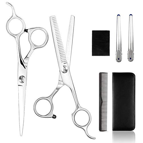Professional Hair Cutting Scissors Set Haircut Scissors Thinning Shears MultiUse Haircut Kit Hairdressing Scissors Hair Cutting Shears for Barber Salon Home Hair Shears Women Men Kids Silver Professional Hair Cutting Scissors Set Haircut Scissors Thinning Shears MultiUse Haircut Kit Hairdressing Scissors Hair Cutting Shears for Barber Salon Home Hair Shears Women Men Kids Silver