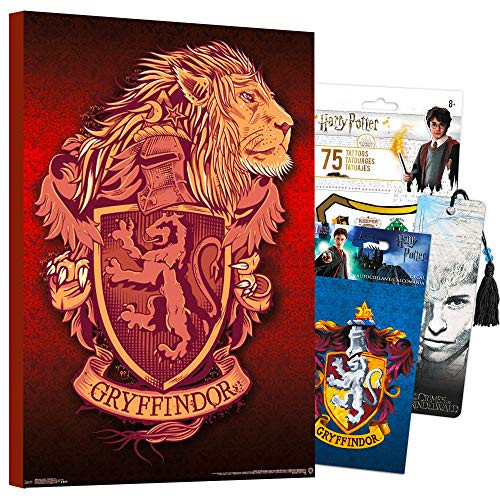 Harry Potter Poster Wall Art Set ~ Mounted Harry Potter Print 8 x 11 Harry Potter Room Decor Gryffindor Lion