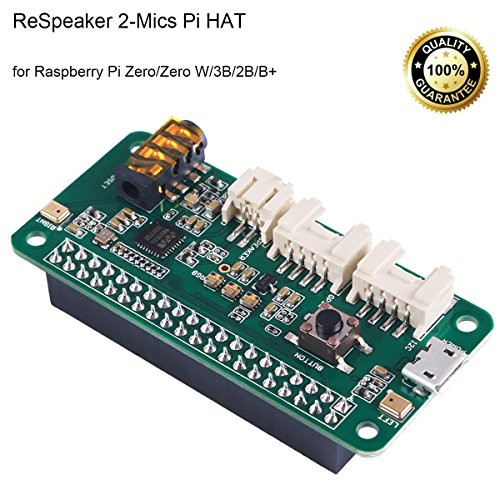 ReSpeaker 2-Mics Pi HAT,(Raspberry Pi HAT,Raspberry Pi Expansion Board) Smart Voice Dual Microphone Expansion wm8960, Designed for AI and Voice Applications for Raspberry Pi Zero/Zero W/3B/2B/B+