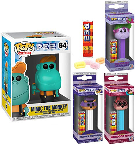 Funko Ape Monkey Pop Character Mimic Ad Icon Bundled with HannaBarbara Pez Head Cartoon Icons Grape Ape  Morocco Mole  Secret Squirrel Collectible Dispenser Figure Fun Morning 4 Characters